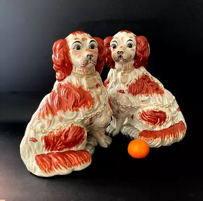 MAGNIFICENT STAFFORDSHIRE STYLE WALLY DOGS - 34cm TALL # • £85