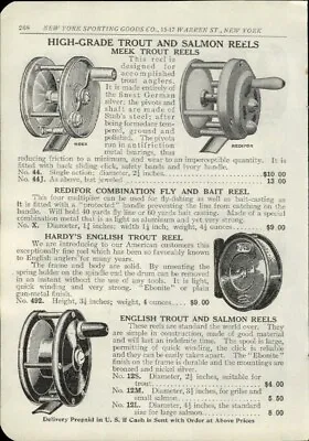 $19.99 • Buy 1916 PAPER AD Meek Brand Trout Fishing Reel Hardy's English J Vom Hofe Silver