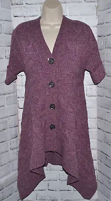 Anthropologie MOTH Heather Plum Wool Blend Cardigan Tunic Sweater EUC  Sz. M • $24.99