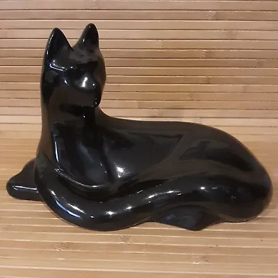 Royal Haeger Reclining Black Cat Figurine Statue Glossy Art Royal Deco 10  • $68