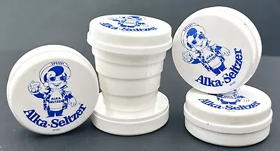 Lot Of 4 Vintage Speedy Alka Seltzer Collapsible Plastic Travel Cup Pill Holder • $34.95