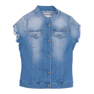 RRP €195 MET IN JEANS Denim Jacket Size XXL 16Y Faded Short Sleeve Made In Italy • $72.81