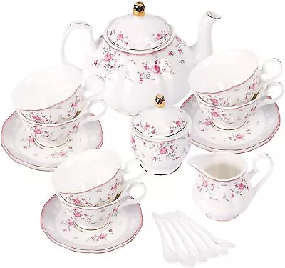 Fanquare Vintage Porcelain Tea Set For Women Tea Party Tea Cup And Saucer Set... • $79.45