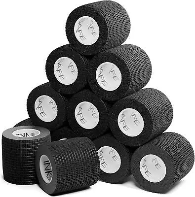 12 Rolls Bandage Roll Plaster Extra Sticky Elastic Fabric Strapping 5cm × 4.5m • £13.99