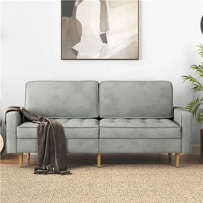 Modern Velvet Sofa Loveseat Tufted Couch Futon Settee With Gold Metal Legs • £169.99