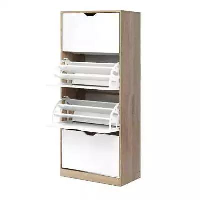 Artiss Shoe Cabinet Shoes Storage Rack 60 Pairs Organiser Wooden Shelf Cupboard • $129.95