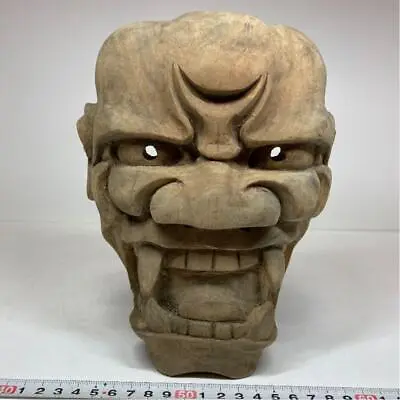 Noh Mask ONI DEMON OGRE 8.4 Inch Japanese Antique Buddhism Old Wood Carving • £116.38