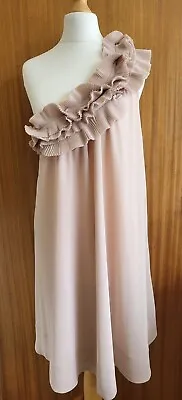 H&M Ladies Beige One Shoulder Knee Length Dress.. Size 14.. NEW With Tag.. • £14