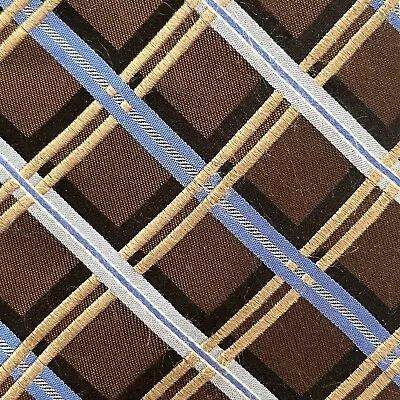 Joseph Abboud Men's Tie Extra Long Brown Blue Geometric 100% Silk • $12.88