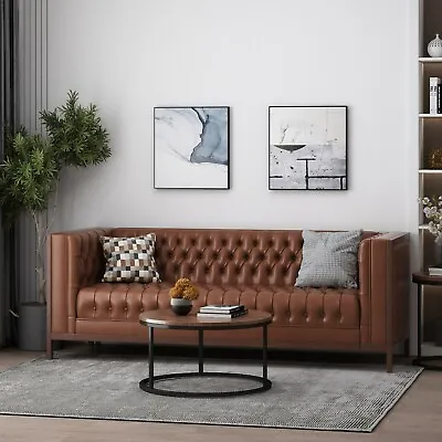Elias Contemporary Faux Leather Tufted 3 Seater Sofa • $289.47
