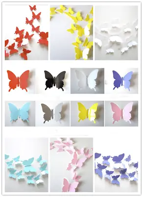 £2.39 • Buy 3D 12pcs BUTTERFLY Wall Sticker Art Decal Home Decor  HIGH QUALITY PVC White UK