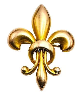 Edwardian 14k Yellow Gold Fleur De Lis Pin Brooch Watch Hook 1” • $155