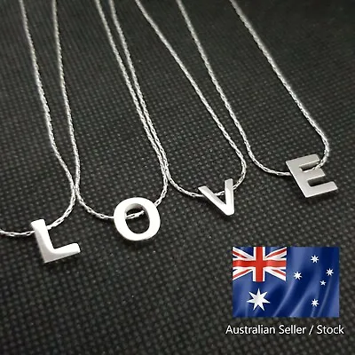 Letter Alphabet Pendant Charm Necklace Stainless Steel Silver Chain Jewellery • $6.95