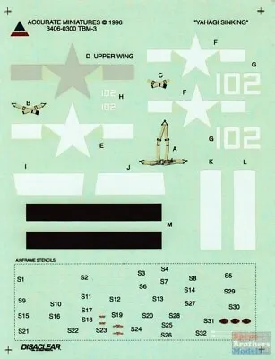 1:48 Accurate Miniatures Decals 3406 X TBM-3 Avenger  Yahagi Sinking  • $4.50