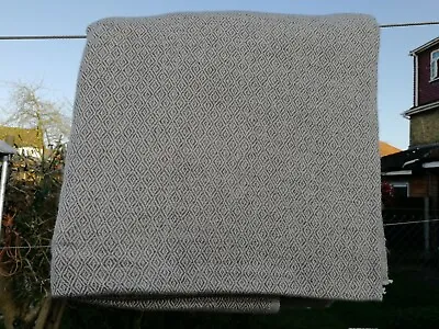 £65 • Buy Cashmere Blanket Throw Travel Wrap Handmade NEPAL Bed Natural Grey Diamond Weave