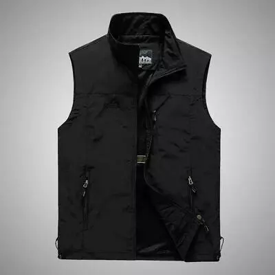 Mens With Pockets Zipper Vest Men Casual Sleeveless Sport Tops Mesh Lining • $16.29