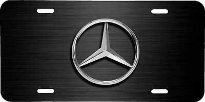 Mercedes Logo Printed Black Brushed Look Vehicle License Plate Car Front Tag • $19.95