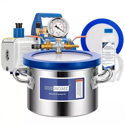 1.5 Gallon Vacuum Chamber W/ 3.5CFM Vacuum Pump Kit 1/4HP Single Stage 110V • $109.99