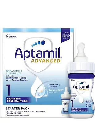 Aptamil Advanced First Infant Milk Starter Pack 6x70ml(0-6 Months) • £16.90