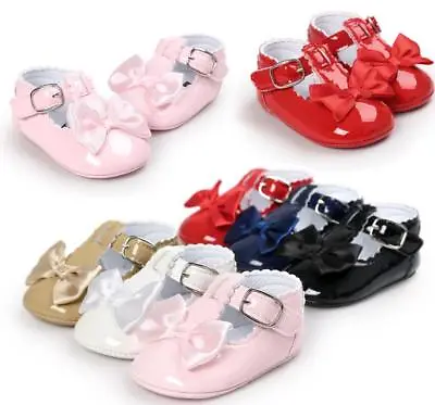 Baby Girl Princess Pram Shoes Infant Dress Shoes Mary Jane Shoes Newborn To 18 M • £4.69