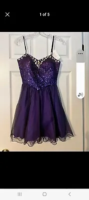 Masquerade Purple Homecoming Prom Sleeveless Short  Beautiful Dress Size 5-6 • $35