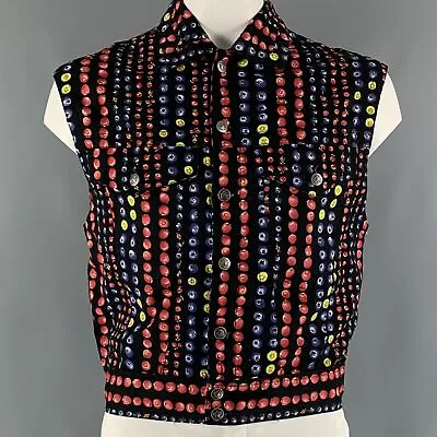 VERSACE JEANS COUTURE Size L Black Red Dots Cotton Vest • $443