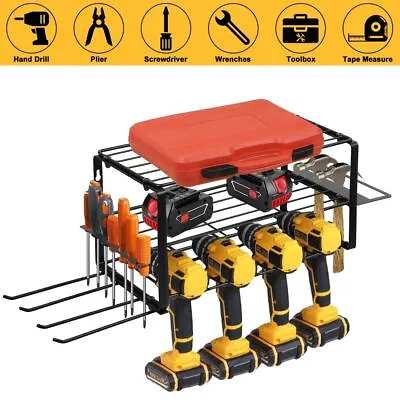 Power Tool Organizer 4 Drill Holders Wall Mount Garage Tool Storage Rack 3-Layer • £20