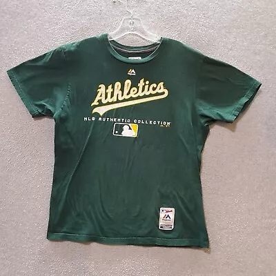 Oakland Athletics Men T-Shirt Large Green Team Logo Graphic Short Sleeve MLB • $9.77