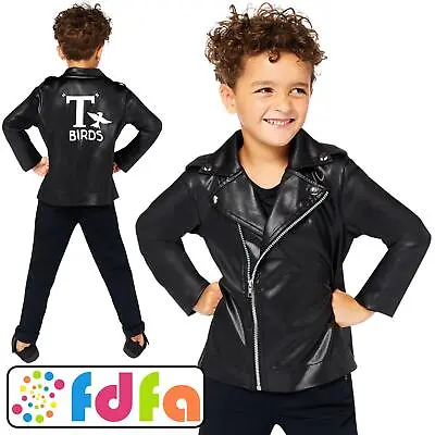 Amscan Official Grease T-Bird Jacket Kids Childs Boys Fancy Dress Costume • £17.89