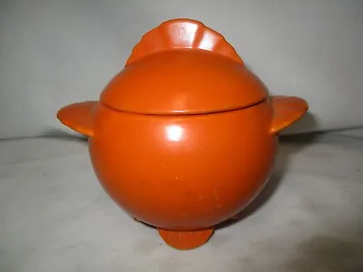 $9.99 • Buy Vintage Lilliput Orange Art Deco Lidded Footed Sugar Creamer Tea Pot !!!