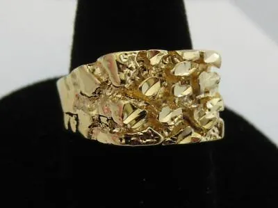 Mens 14 Kt Gold Plated Designer Nugget Style Rings 3 Type Sizes 5-13 • $12.71