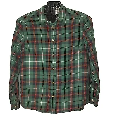 L.O.G.G Green Flannel Shirt XL Cotton Linen Blend LOGG Label Of Graded Goods • $19.91