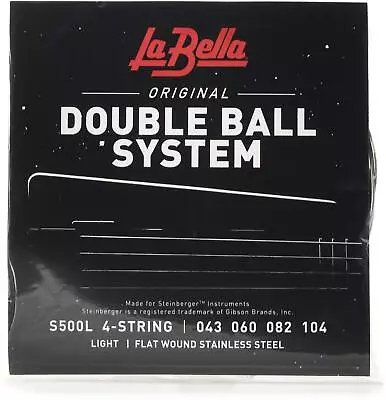 La Bella S500L Double Ball Bass Flat Wound Strings - Light .043-.104 • $62.99