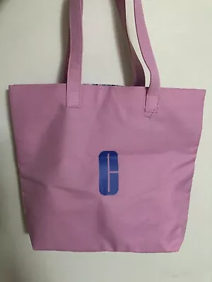 Macys Clinique Large Shopping Shoulder Travel Pink Tote Bag Blue Logo C • $9.99