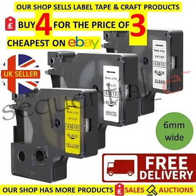 Plastic Label Tape Cartridge D1 Refills 6mm 9mm 12mm 19mm For D1 DYMO Labellers • £29.99