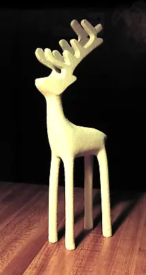 White Solid Metal Reindeer Christmas Decor Holiday Tabletop Figurine • $28