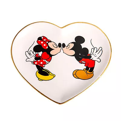 Disney Mickey Mouse And Minnie Mouse Ceramic Heart Trinket Tray Jewelry Ring Hol • $19.99