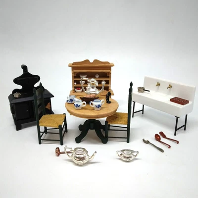 £15 • Buy Dolls House Kitchen Furniture Bundle - Crockery Cupboard, Stove, Dining Table