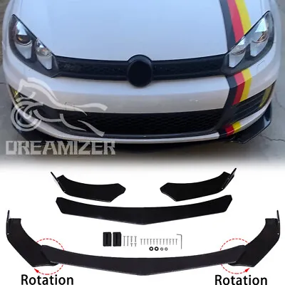 Gloss Black Front Bumper Lip Spoiler Splitter For VW Golf MK4 MK5 MK6 GTI GTD R • $69.04