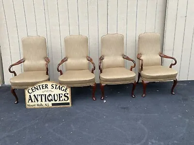 64517 Set 4 Queen Anne Upholstered Arm Chairs Dining Chair S • $625