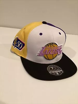 Los Angeles Lakers Mitchell & Ness NBA 50th Anniversary Pinwheel Hat Cap 7 3/8 • $38.32