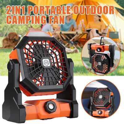 $26.55 • Buy Portable Camping Fan LED Light Rechargeable Outdoor Tent Lantern W/ Hook