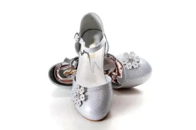 ELSA & ANNA® Quality Girls Princess Snow Queen Wedged Party Shoes Sandals SIL12 • £16.99