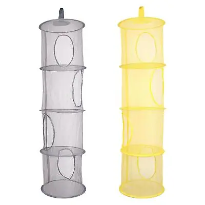 £9.47 • Buy Hanging Mesh Storage Organizer Net Drying Basket 4 Compartments Toy Storage