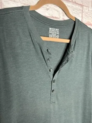 XXL Soft Teal Green Mossimo Supply Long Sleeve Tee Shirt Top Henley Buttons Army • $12.99