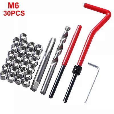 £5.99 • Buy 30pcs Thread Repair Helicoil Tool Set M6 X 1mm Inserts Taps & Drill Bits Kit UK