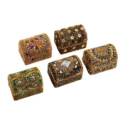 Set Of 5 Multi Color Beaded Chest Portable Travel Jewelry Organizer Box Storage • $21.99
