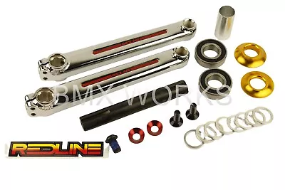 Redline Flight BMX Crank Set Ch-Mo Chrome 180mm With Gold Mid Bottom Bracket • $299