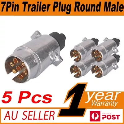 5 X TRAILER PLUG 7 PIN ROUND PLUG MALE CARAVAN TRAILER PART  • $24.95