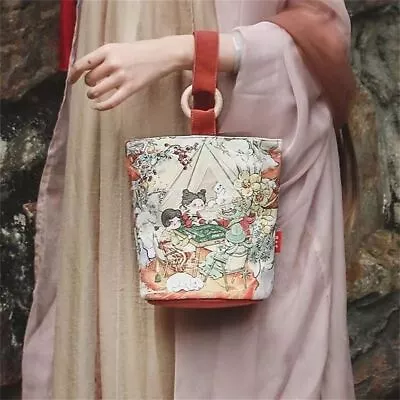 Large Capacity Bucket Bag Retro Painting Small Bag Casual Handbags  Women • £9.48